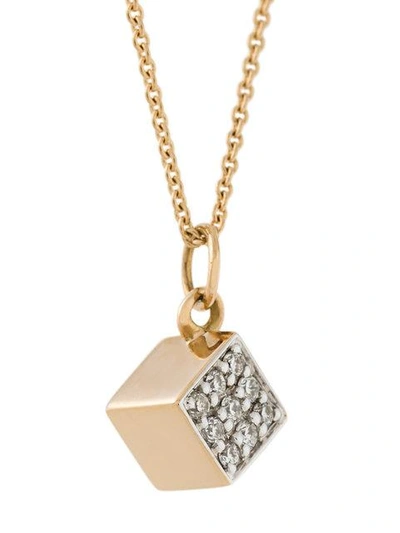 Shop Ginette 18kt Rose Gold Ever Square Mini Diamond Necklace In Metallic