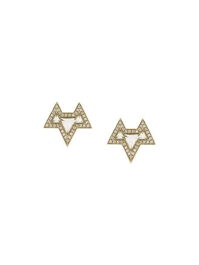 Shop Noor Fares 18kt Gold Ana Diamond Earrings In Gg