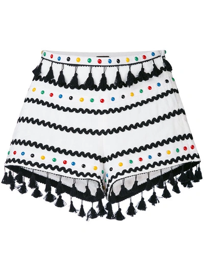 Dodo Bar Or Embellished Embroidered Cotton-gauze Shorts In White
