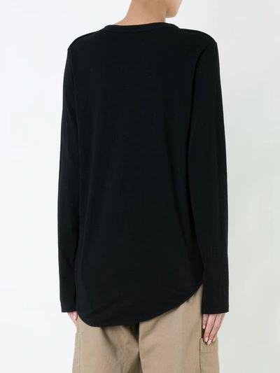 Shop Bassike Crew Neck Long Sleeve Top In Black