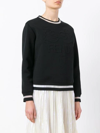 Shop Fendi Embossed Logo Sweatshirt In Black