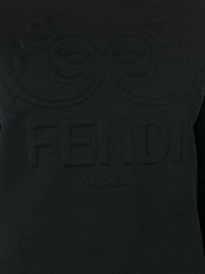 Shop Fendi Embossed Logo Sweatshirt In Black