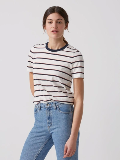 Shop Frank + Oak The Striped Boy Tee In Dark Saphire