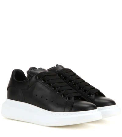 Shop Alexander Mcqueen Leather Sneakers In Black