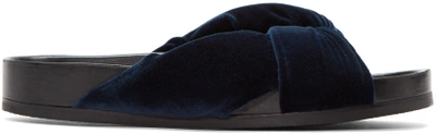 Chloé Blue Velvet Nolan Slide Sandals
