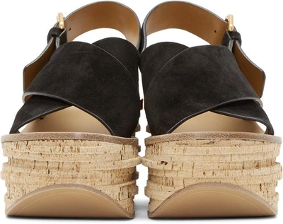 Shop Chloé Black Camille Wedge Sandals