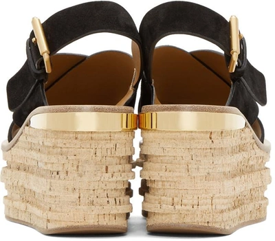 Shop Chloé Black Camille Wedge Sandals