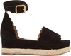 CHLOÉ Black Suede Lauren Espadrille Sandals