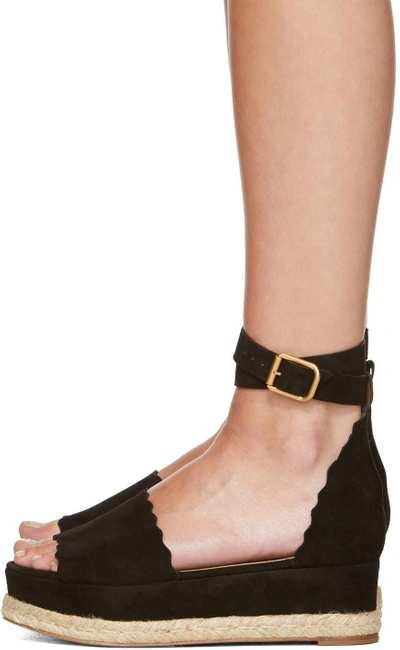 Shop Chloé Black Suede Lauren Espadrille Sandals
