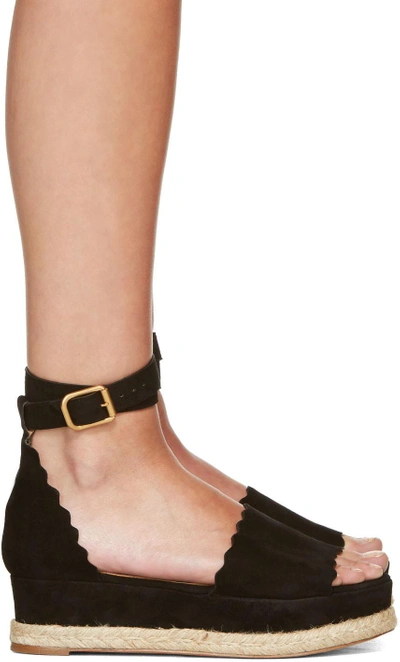 Shop Chloé Black Suede Lauren Espadrille Sandals