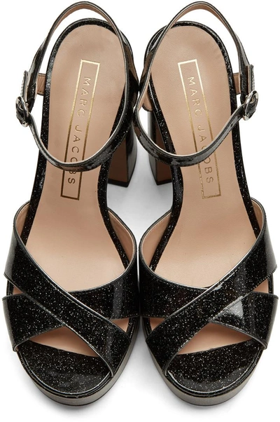 Shop Marc Jacobs Black Glitter Lust Platform Sandals