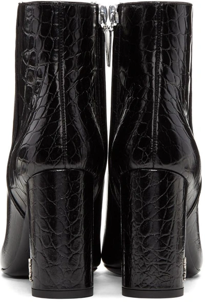 Shop Saint Laurent Black Croc-embossed Loulou Boots In 1000 Black