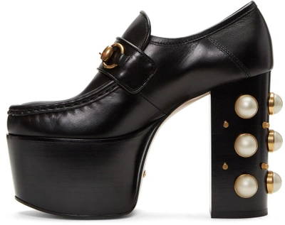 Shop Gucci Black Vegas Platform Loafer Heels