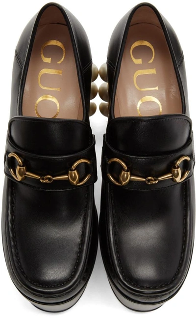 Shop Gucci Black Vegas Platform Loafer Heels