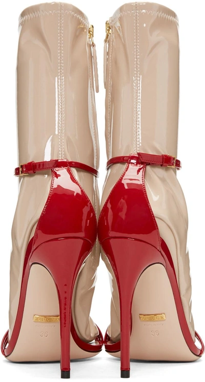 Shop Gucci Red Ilse Naked Sock Sandals