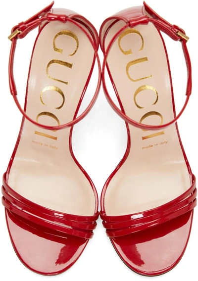 Shop Gucci Red Ilse Naked Sock Sandals