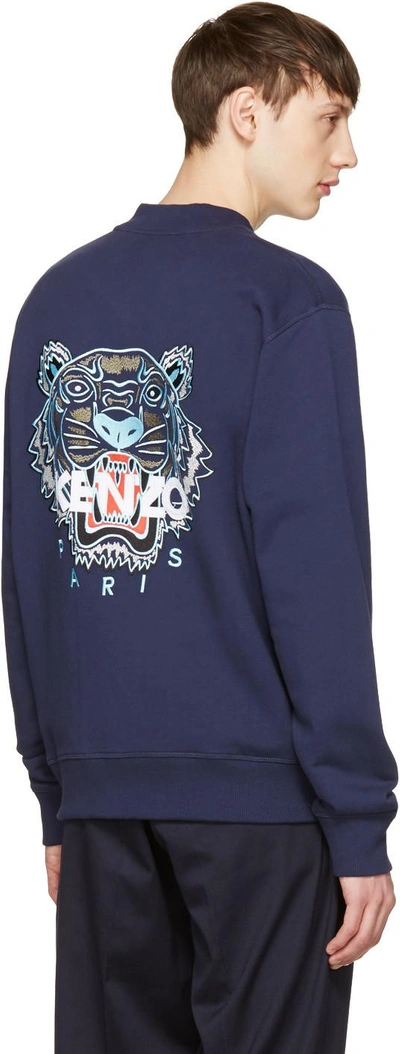 Shop Kenzo Navy Limited Edition Tiger Bomber Jacket In 78 Ink