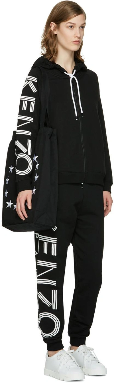 Shop Kenzo Black Logo Sleeve Zip Hoodie