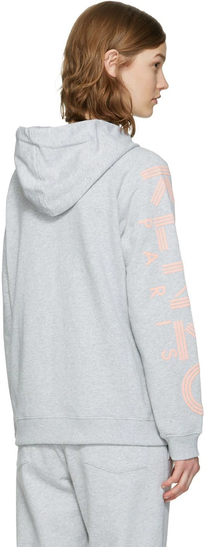 Shop Kenzo Grey Logo Sleeve Zip Hoodie