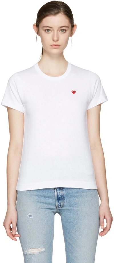 Shop Comme Des Garçons Play Comme Des Garcons Play White Small Heart T-shirt In 2 White