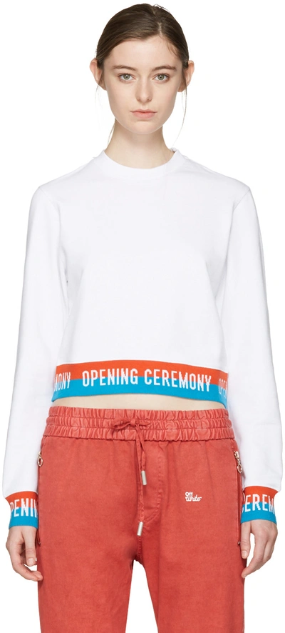 Opening Ceremony White Cropped Elastic Logo Pullover
