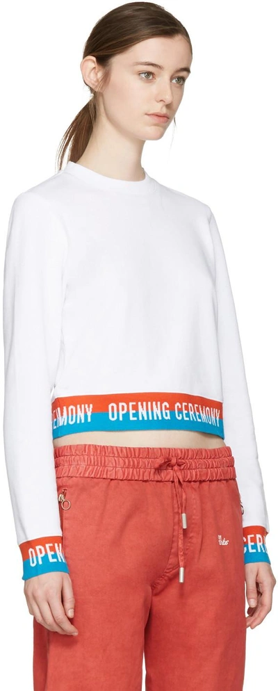 Shop Opening Ceremony White Cropped Elastic Logo Pullover