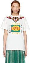 GUCCI White 'Loved' Angry Cat Logo T-Shirt