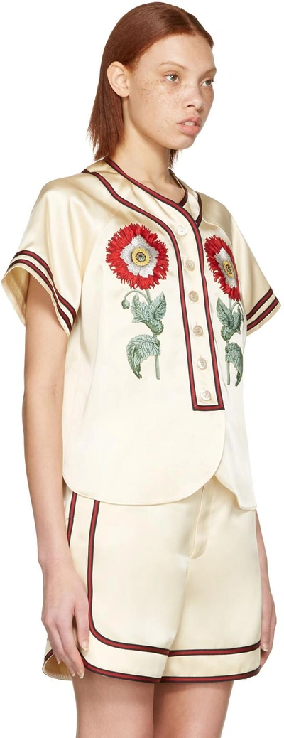 Shop Gucci Beige 'loved' Embroidered Duchesse Shirt