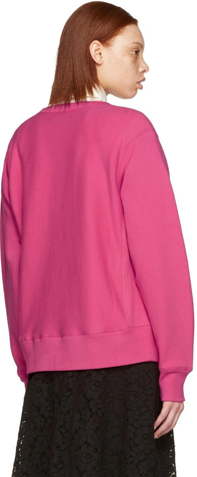 Shop Gucci Pink Bow Logo Pullover In 5113 Fuchsia