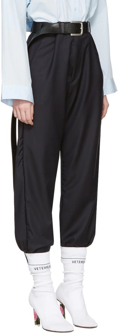 Shop Vetements Navy Brioni Edition Cropped Tailored Trousers