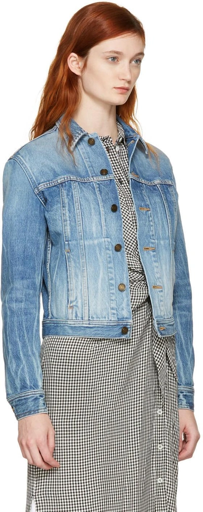 Shop Saint Laurent Blue Denim Military Patch Jacket