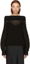CALVIN KLEIN COLLECTION Black Ebner Off-the-Shoulder Sweater