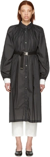 LEMAIRE Black Pleated Nylon Overcoat