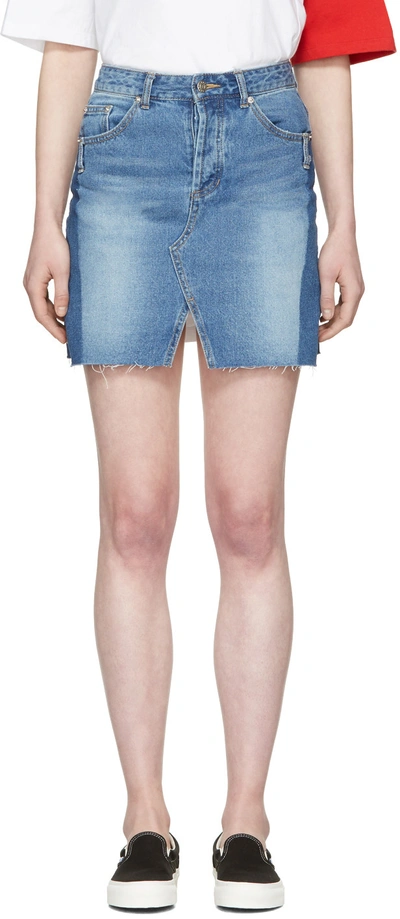 Sjyp Blue Denim Cut-off Miniskirt