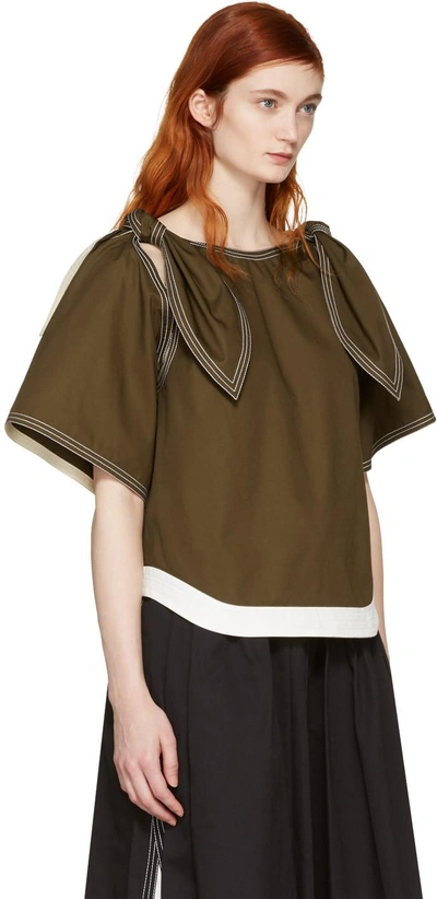 Shop Chloé Brown Bow Sleeves Blouse