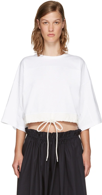 Shop Chloé White Drawstring Cropped T-shirt