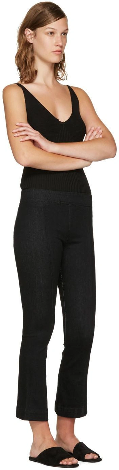 Shop Helmut Lang Black Pull-on Crop Flare Trousers In V84 Rinse Black