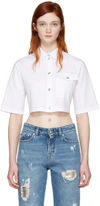 VERSUS White Cropped Poplin Shirt