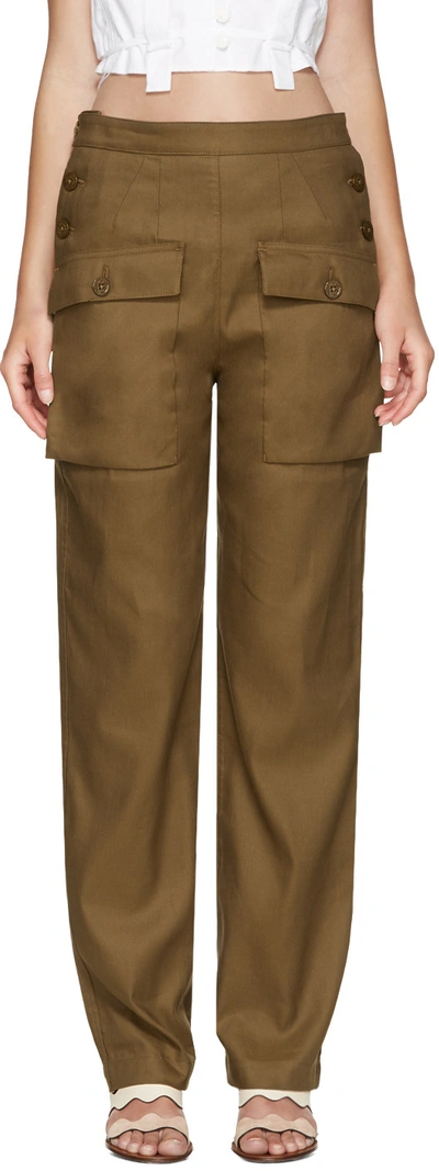 Chloé Brown Cargo Pockets Trousers