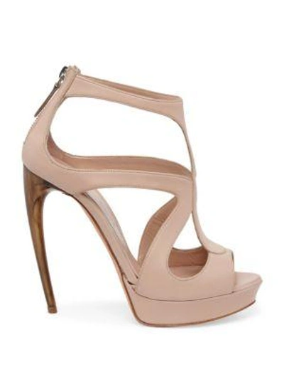 Shop Alexander Mcqueen Leather Platform Sandals In New Cameo