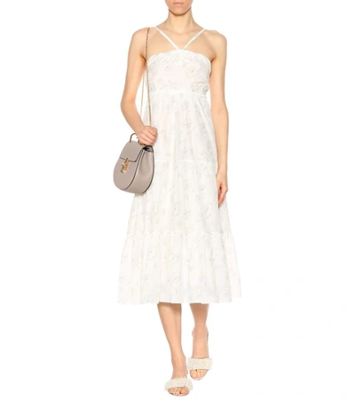 Shop Athena Procopiou Romance In The Wind Printed Cotton And Silk Dress In White