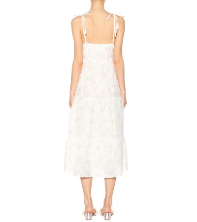 Shop Athena Procopiou Romance In The Wind Printed Cotton And Silk Dress In White