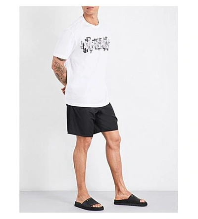 Shop Versace Iconic Long Swim Shorts In Black