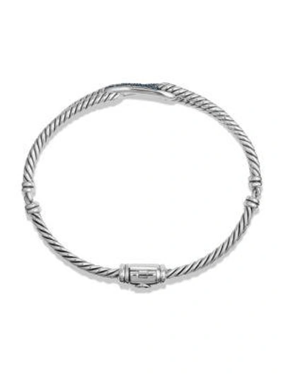 Shop David Yurman Petite Pavé Labyrinth Mini Single-loop Bracelet In Blue Sapphire