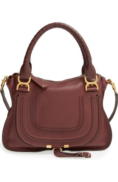 Shop Chloé 'medium Marcie' Leather Satchel In Dark Velvet