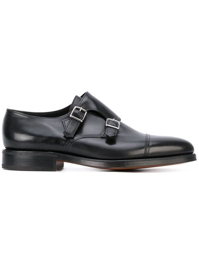 Shop John Lobb Double-buckle Monk Shoes In Black