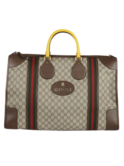Gucci Gg Supreme Duffle Bag In Beige/ebony