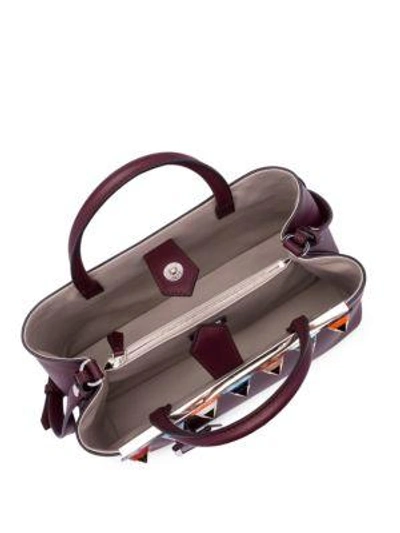 Shop Fendi Small 2 Jours Flower Studded Leather Tote In Wine
