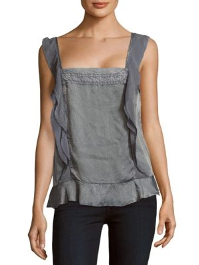 Zadig & Voltaire Tendre Sleeveless Ruffled Top In Carbon