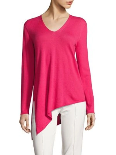 Escada Serno Asymmetrical Cashmere Sweater In Pink Myrtle